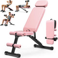 Pink Adjustable Workout Bench with 10 Backrest Angles, Heavy-Duty Steel, 800lbs Capacity, Foldable for Home Gym