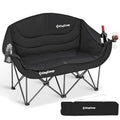 KingCamp Double Camping Chair 2-Person Folding Chair with Cup Holders - Black, 660lbs