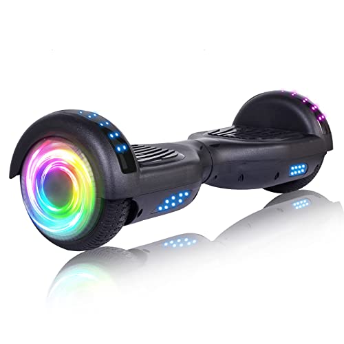 Black SISIGAD Kids Self Balancing Scooter with Bluetooth Speaker & 6.5" Lights