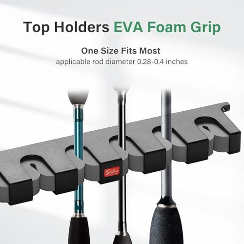 Fishing Rod Holders Wall-Mounted – Simple Deluxe Fishing Rod Rack, Fishing Pole Holder & Rack, Fishing Pole Holders Grey