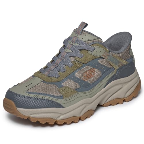 Skechers Mens Vigor AT Slip-On Sneakers Olive/Gray - Trail & Casual Shoes