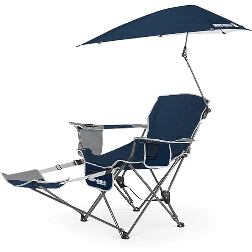 Sport-Brella Reclining Beach Chair Midnight Blue with Umbrella & Footrest - UV Protection