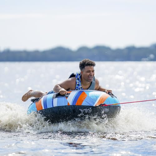 RAVE Sports Blade Inflatable Towable Tube - Orange, 1 Rider, Skim-Fast Bottom