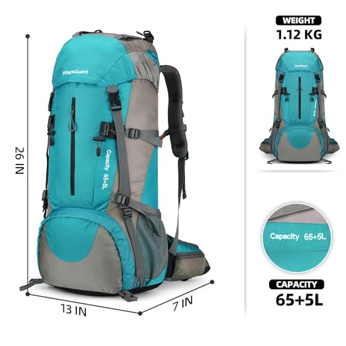 70L Waterproof Hiking Backpack with Rain Cover - Blue Variation