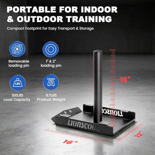 LIONSCOOL Black Pull Sled for Speed & Strength Training, Heavy Duty Steel Frame