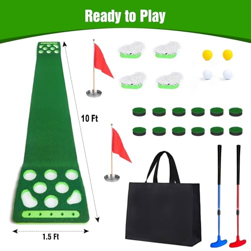 Golf Putting Game Set with Detachable Bunkers - Green with Putter