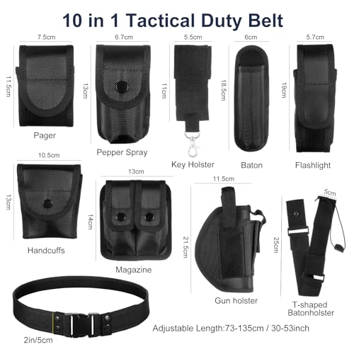 Police Duty Belts for Law Enforcement Uniforms - 10 Black Straps for Officers, Correctional & Hunting Gear