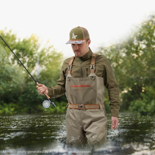 Men's Waterproof Breathable Fly Fishing Waders - Tan, 2X-Large, Stocking Foot