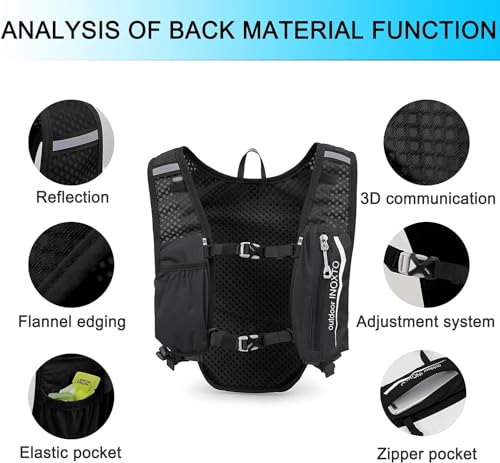 INOXTO Hydration Running Vest with Soft Flask - Black & White, Lightweight