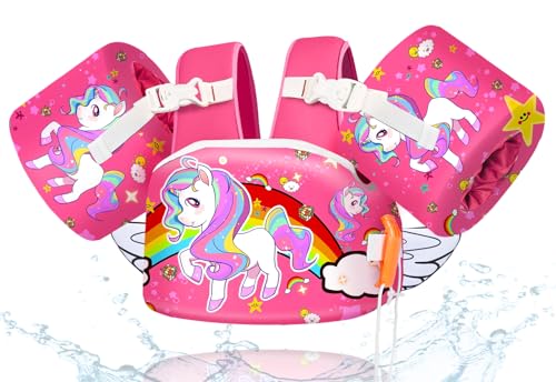 Unicorn Pink Toddler Swim Vest with Arm Floaties - Water Safety for Kids 2-7 Years