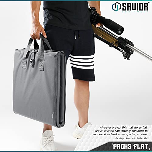 Black Savior Equipment 89" Tactical Shooting Mat with Foldable Design & Bipod Securement
