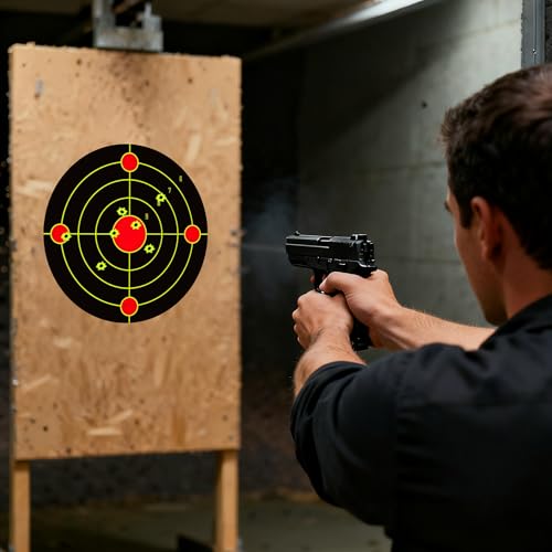 6-Inch Yellow Circle Shooting Targets - 100 Self-Adhesive Paper Stickers for Range