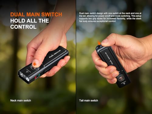 Fenix E06R Pro RG Flat EDC Flashlight - 1600 Lumens, Red & Green Modes, USB-C Rechargeable, Orange Variation