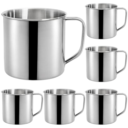 Stainless Steel Coffee Mug Set 6 Pack - 18.5 Oz Durable Travel Cups