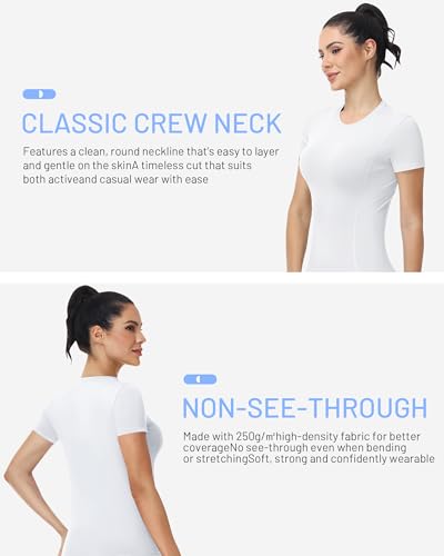 X-Large Women's Compression Workout Shirt - White, UPF 50+ Quick Dry Athletic Top