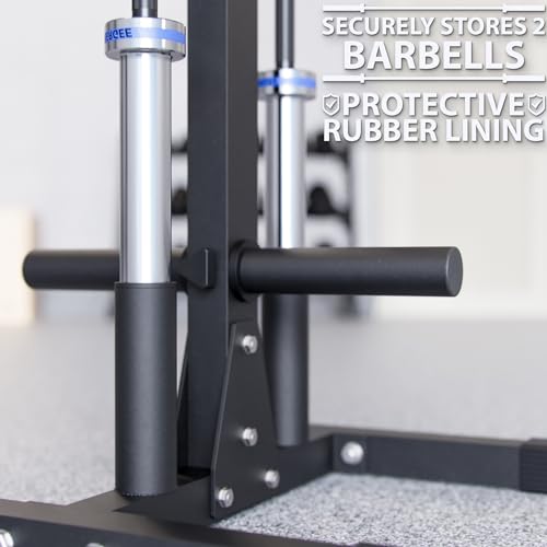 Synergee Olympic Plate & Barbell Storage Rack - Heavy Duty Vertical Weight Holder