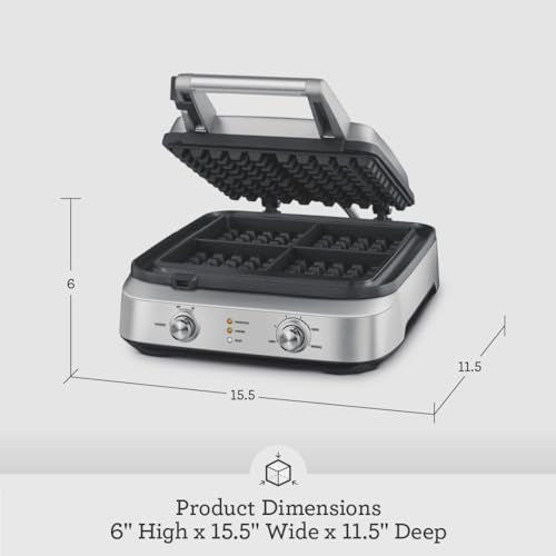 4-Slice Stainless Steel Waffle Maker with Adjustable Browning Control