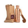 Pure Copper Water Bottle 34 Oz with Cleaning Brush & Bag - Handcrafted Hammered Finish