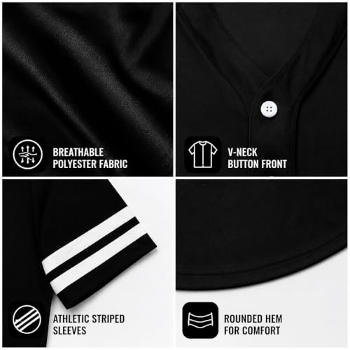 Women's Baseball Jersey - Large Black Mickey Graphic Short Sleeve Button Down