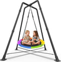Multicolor 35-Inch Saucer Swing Set with Stand for Kids and Adults