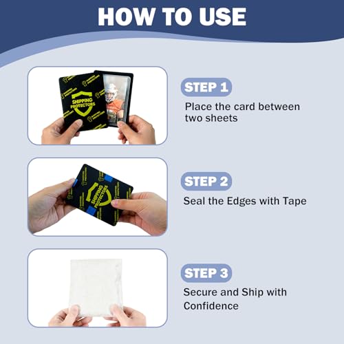Black 1000-Pack Trading Card Shipping Protectors 3.5 x 4.5 Inches with Tape