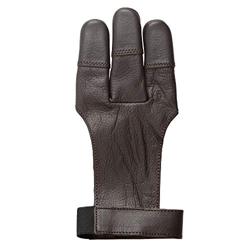 Traditional Archery Leather Shooting Glove - Adjustable Fit, Black