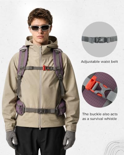 25L Hiking Backpack for Women Men - Lightweight Travel Day Pack, Purple - AiryLeben