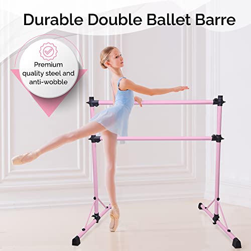 Pink Steel 4 Ft Ballet Barre for Home & Gym - Adjustable & Portable with Carry Bag