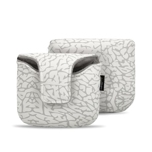 Golf Club Mallet Putter Head Cover with USA Flag & Elephant Print - Magnetic Closure, Durable PU Material - White