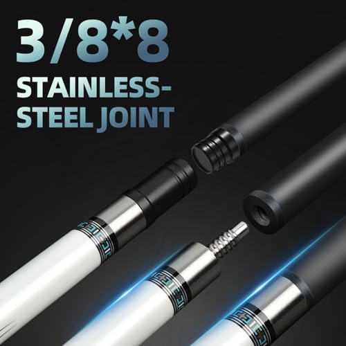 Kmise White 21oz Carbon Fiber Pool Cue - 58" Low Deflection Billiard Stick