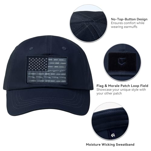 Dark Blue Tactical Hat with Flag Patch Camo Military Baseball Cap Adjustable Trucker Cap