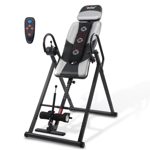 Teclor Inversion Table with Heat & Massage, 350 lbs Capacity, Silver/Black