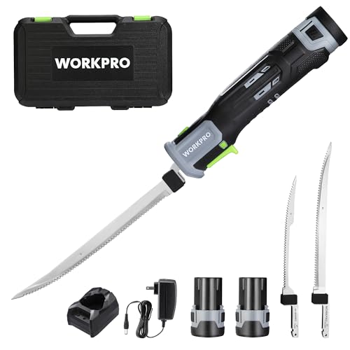 WORKPRO Cordless Electric Fish Fillet Knife with 8 & 10-Inch Blades, Rechargeable