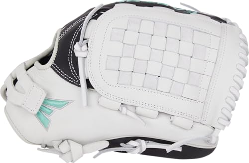 Fastpitch Softball Glove 12.5 Inch Outfield Right Hand Throw Black White Mint Basket Web