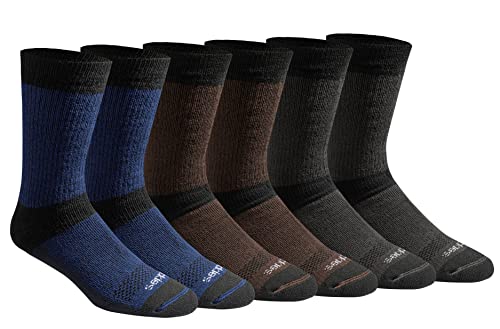Dickies Men's Dri-Tech Moisture Control Max Crew Socks 6 Pairs - Brown Blue Grey Large Variation