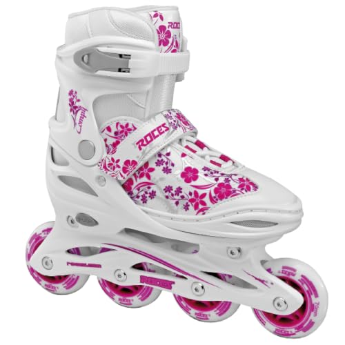 Roces Children's Compy 8.0 Inline Skates - Adjustable Girls Roller Skates, White & Violet, Model 13jr-2