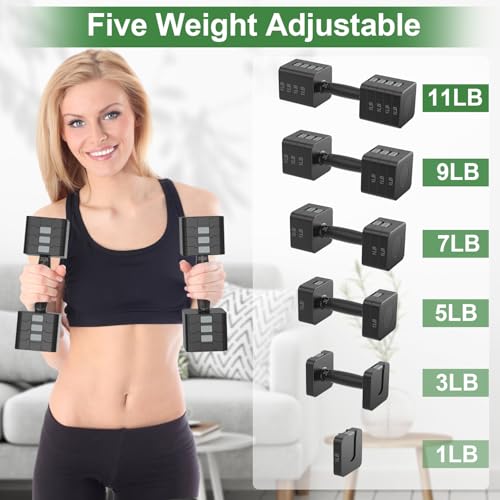 Adjustable Dumbbells Set for Home Gym - 5 Weight Options, Non-Slip Handle, Ink Variation