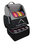 Gray Flight Level Disc Golf Backpack with Insulated Cooler - Large Capacity Up to 20 Discs