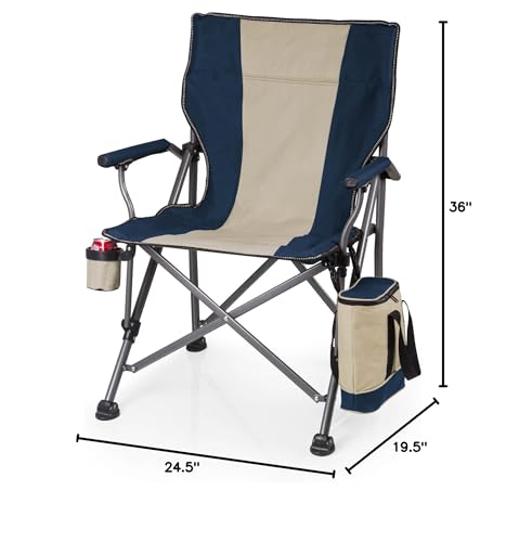 Navy Blue Outlander XL Heavy Duty Folding Camping Chair with Cooler & Cup Holder, 400 lb Capacity