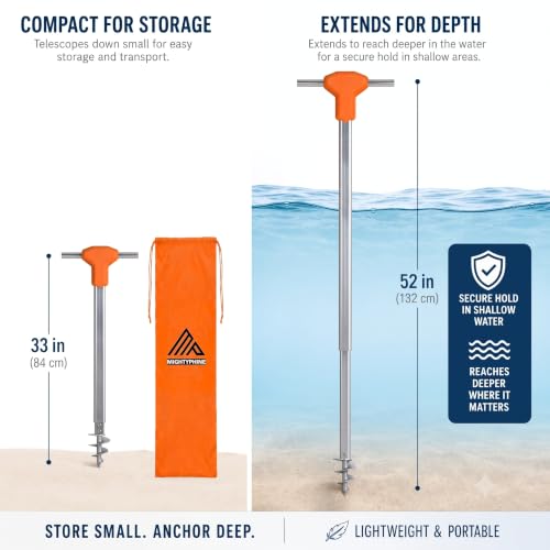 MightyPhine 52-Inch All-Metal Floating Boat Anchor with Telescoping Pole