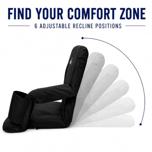 Portable Folding Stadium Seat with Back Support & Cup Holders - Bleacher Chair with Reclining Backrest, Padded Cushion, Armrests, Storage Pocket, Lightweight