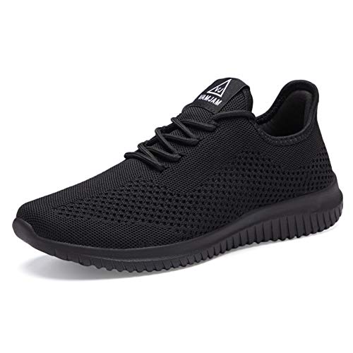 Men's Lightweight Breathable Running Shoes with Non-Slip Sole - Allblack015 10.5