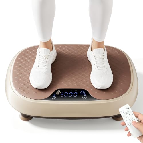 LEERCON Beige Vibration Plate Exercise Machine for Lymphatic Drainage, 330lbs Capacity