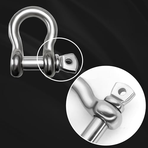 3/8 Inch 4 Pack Stainless Steel D-Ring Shackles Marine Grade Heavy Duty for Boat Rigging