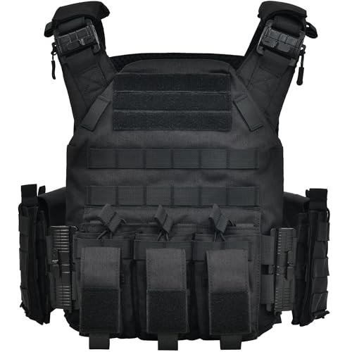 GFIRE Elite Black Tactical Vest with Quick Release, Adjustable Breathable Training Vest