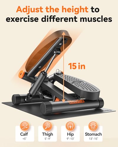 Niceday Mini Stepper with 300LBS Capacity - Home Exercise Equipment, Gray + Mat