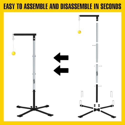 Adjustable Baseball & Softball Batting Tee with Tethered Ball - Portable Swing Trainer