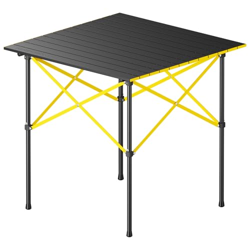 Portable Camping Table 27.8 x 27.6 Inch Folding Aluminum Outdoor Table with Carry Bag