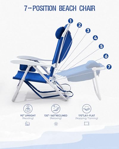 Old Bahama Bay Blue 2-Pack 7-Position Beach & Camping Reclining Chair