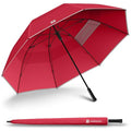 Weatherman Windproof Golf Umbrella - 55 MPH Wind-Resistant Sport Umbrella - Red, 2 Sizes